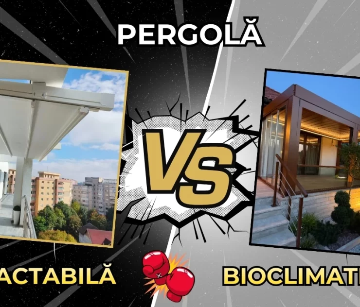 pergolă bioclimatică vs pergolă retractabilă Brașov – comparație sisteme moderne pentru terasă