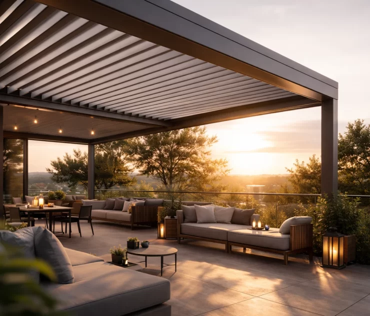 Cum funcționează lamelele rotative la o pergolă bioclimatică